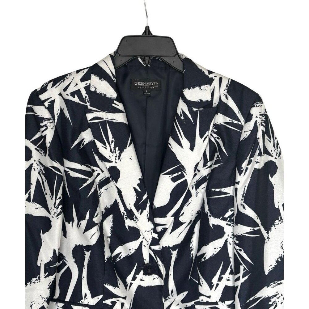 John Meyer Duster Coat Womens 8 May Fit Medium Navy Blue White Floral New